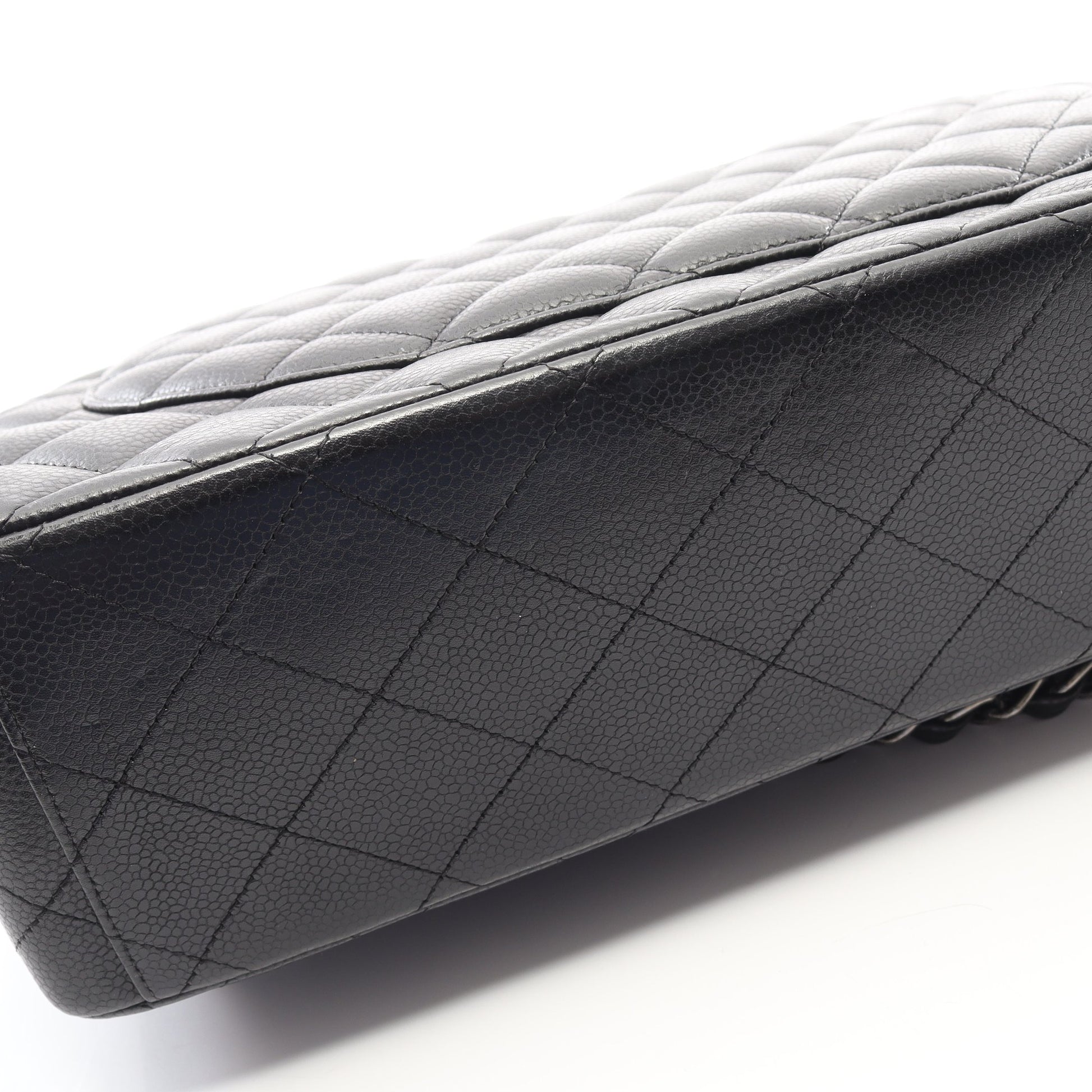 デカマトラッセ34 Wフラップ Wチェーンショルダーバッグ キャビアスキン ブラック シルバー金具 シャネル バッグ CHANEL