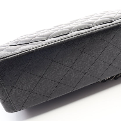デカマトラッセ34 Wフラップ Wチェーンショルダーバッグ キャビアスキン ブラック シルバー金具 シャネル バッグ CHANEL
