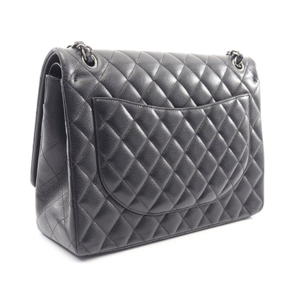デカマトラッセ34 Wフラップ Wチェーンショルダーバッグ キャビアスキン ブラック シルバー金具 シャネル バッグ CHANEL
