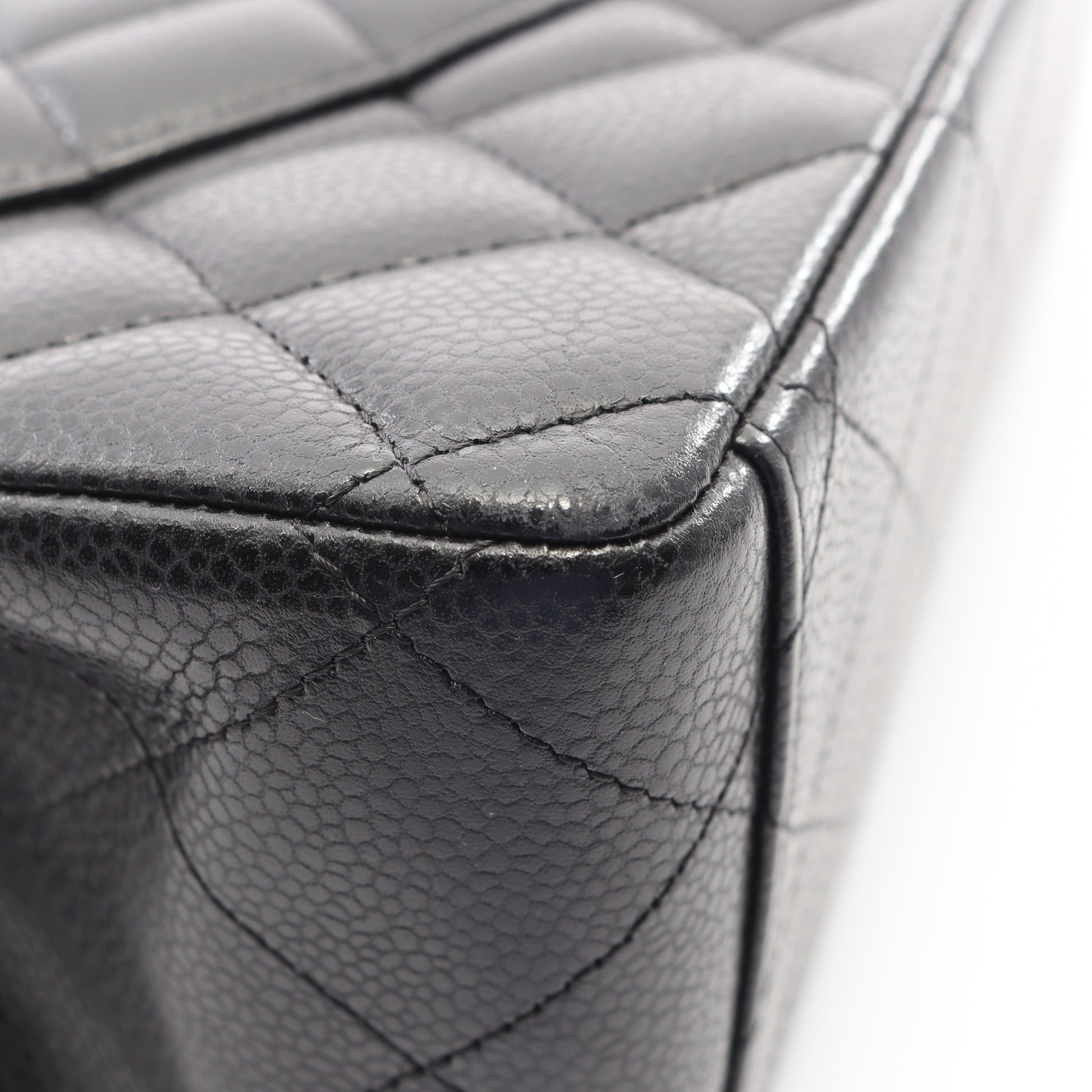 デカマトラッセ34 Wフラップ Wチェーンショルダーバッグ キャビアスキン ブラック シルバー金具 シャネル バッグ CHANEL