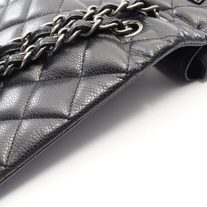 デカマトラッセ34 Wフラップ Wチェーンショルダーバッグ キャビアスキン ブラック シルバー金具 シャネル バッグ CHANEL
