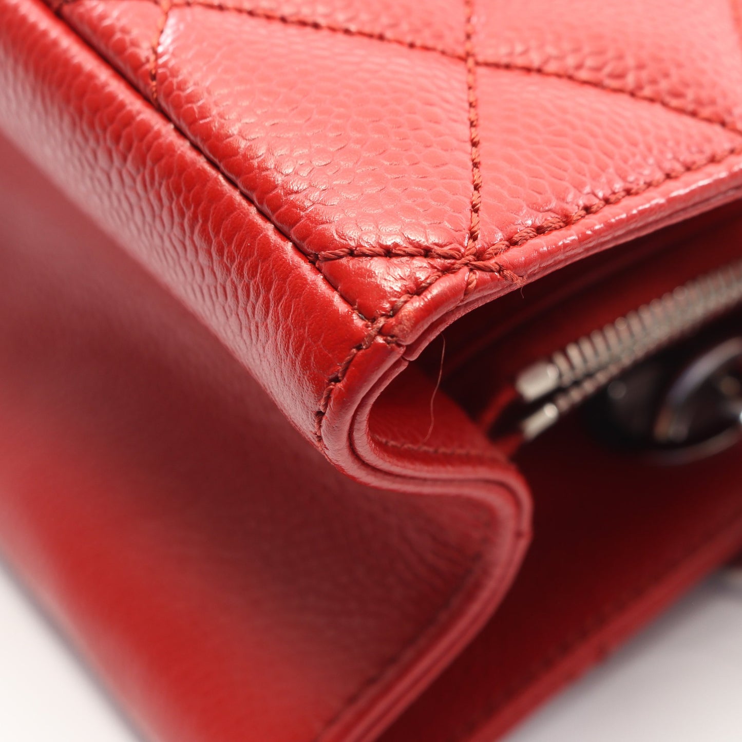 マトラッセ グランドショッピング GST チェーンショルダーバッグ チェーントートバッグ キャビアスキン レッド シルバー金具 シャネル バッグ CHANEL