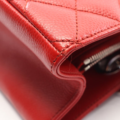 マトラッセ グランドショッピング GST チェーンショルダーバッグ チェーントートバッグ キャビアスキン レッド シルバー金具 シャネル バッグ CHANEL