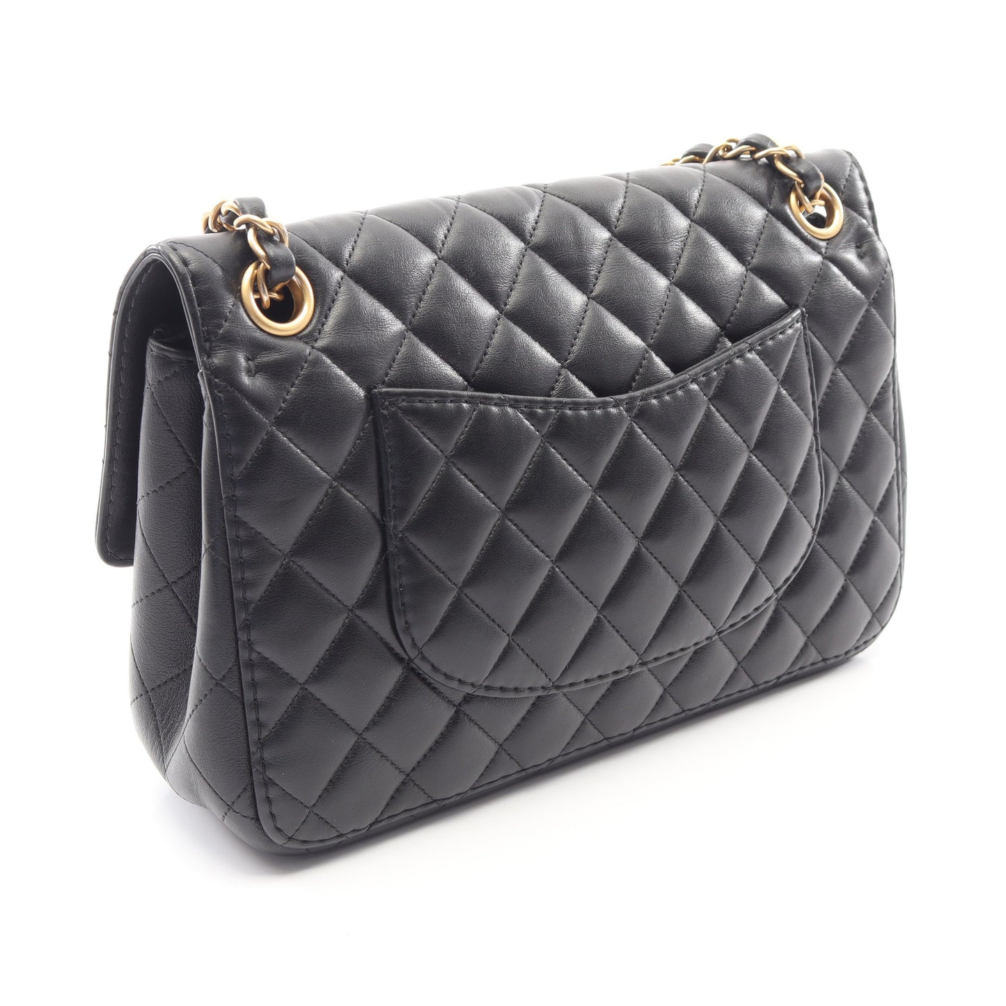 マトラッセ チェーンショルダーバッグ ラムスキン ブラック ゴールド金具 シャネル バッグ CHANEL