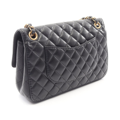 マトラッセ チェーンショルダーバッグ ラムスキン ブラック ゴールド金具 シャネル バッグ CHANEL
