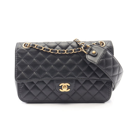 マトラッセ チェーンショルダーバッグ ラムスキン ブラック ゴールド金具 シャネル バッグ CHANEL