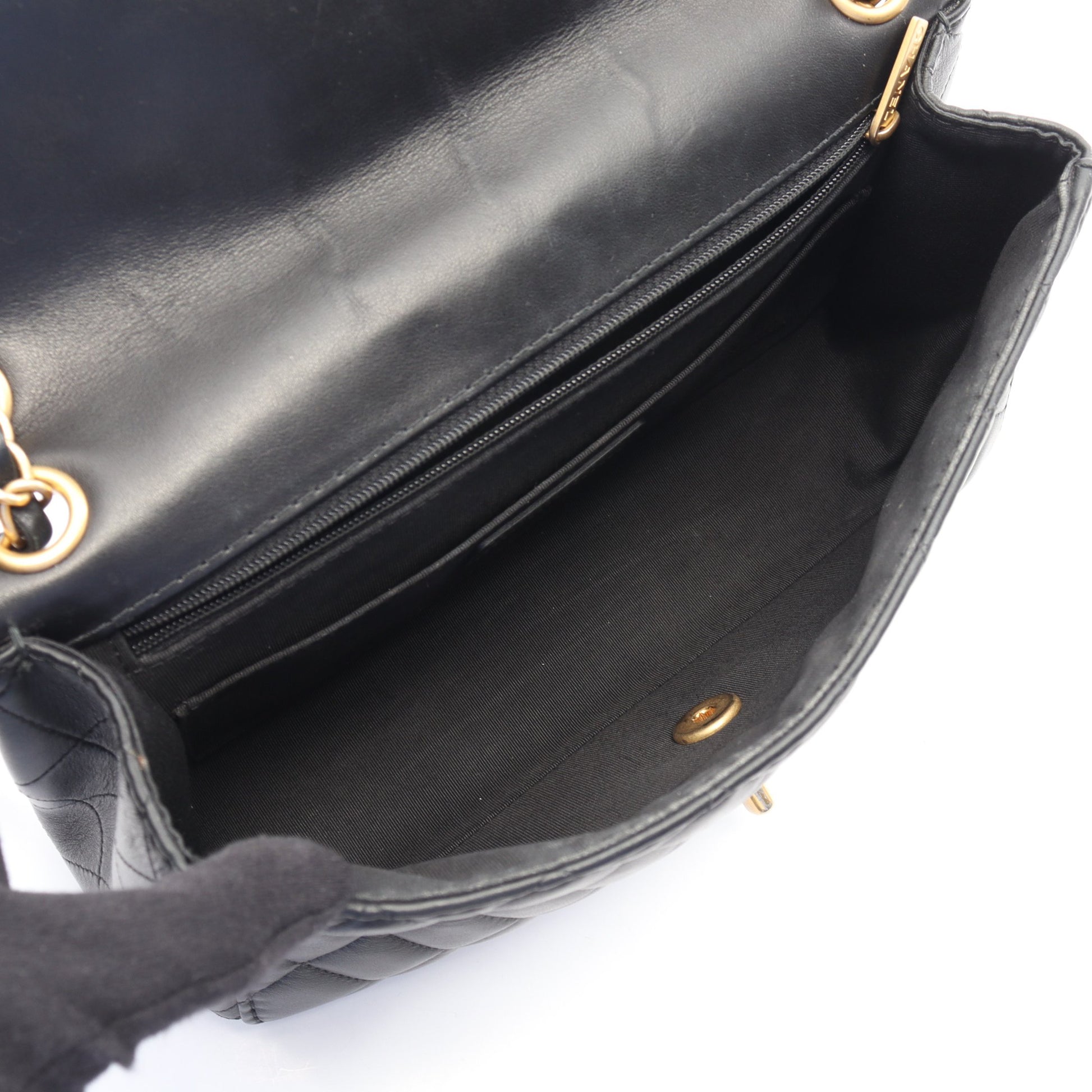 マトラッセ チェーンショルダーバッグ ラムスキン ブラック ゴールド金具 シャネル バッグ CHANEL