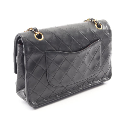 マトラッセ Wフラップ Wチェーンショルダーバッグ ラムスキン ブラック ゴールド金具 ヴィンテージ シャネル バッグ CHANEL