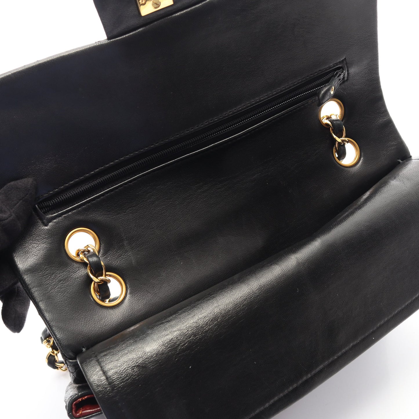 マトラッセ Wフラップ Wチェーンショルダーバッグ ラムスキン ブラック ゴールド金具 ヴィンテージ シャネル バッグ CHANEL