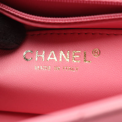 マトラッセトップハンドル フラップ チェーンショルダーバッグ ラムスキン ピンク ゴールド金具 2WAY シャネル バッグ CHANEL