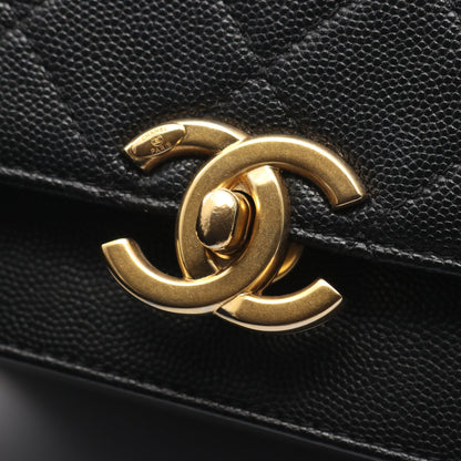 マトラッセ チェーンショルダーバッグ キャビアスキン ブラック ゴールド金具 シャネル バッグ CHANEL