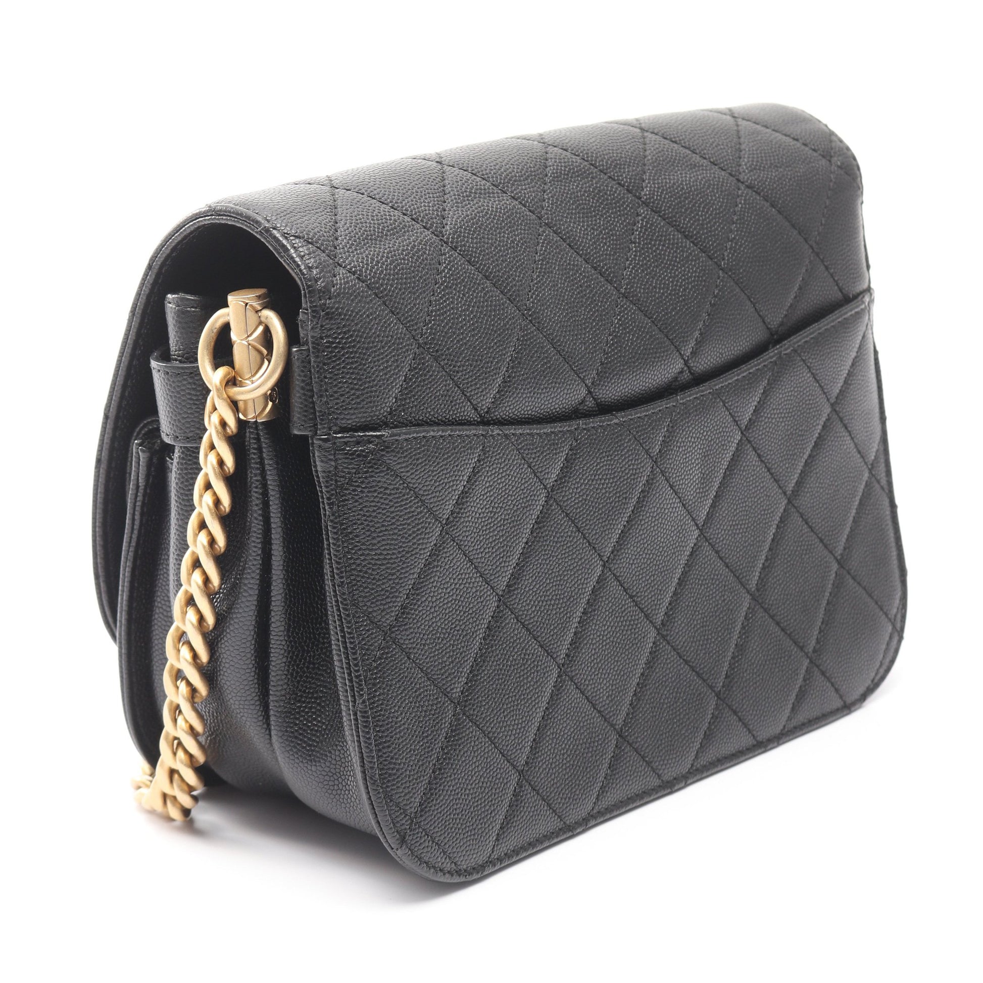 マトラッセ チェーンショルダーバッグ キャビアスキン ブラック ゴールド金具 シャネル バッグ CHANEL