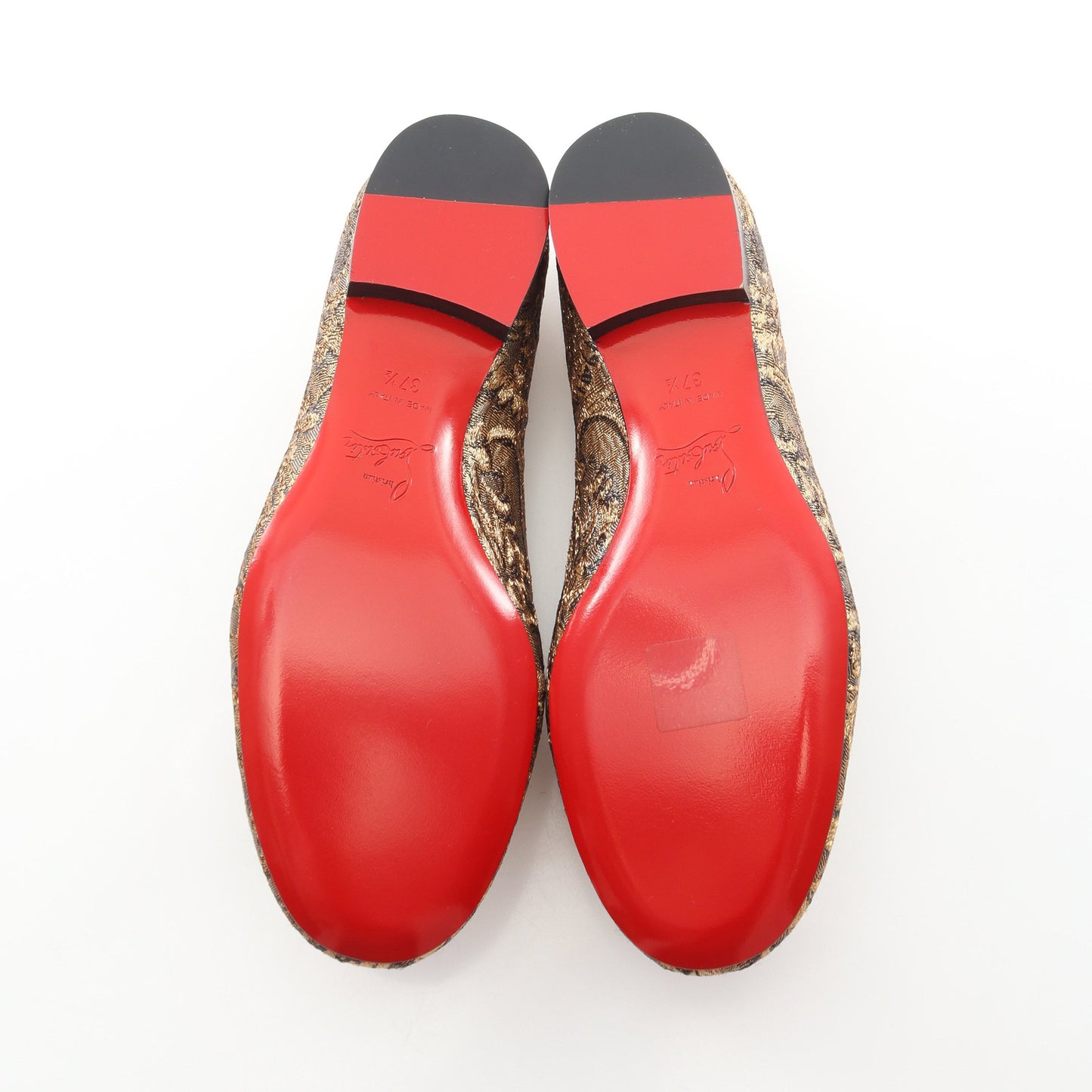 オペラシューズ フラットシューズ ファブリック ゴールド ブラック クリスチャンルブタン シューズ Christian Louboutin