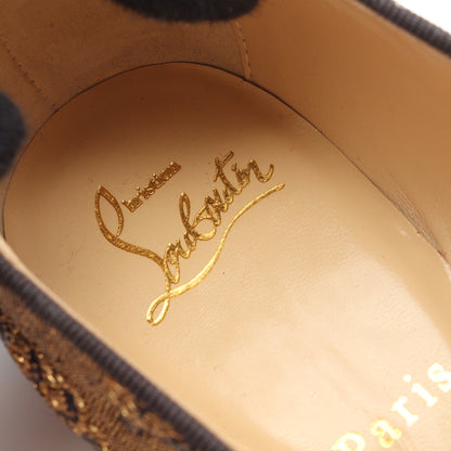 オペラシューズ フラットシューズ ファブリック ゴールド ブラック クリスチャンルブタン シューズ Christian Louboutin