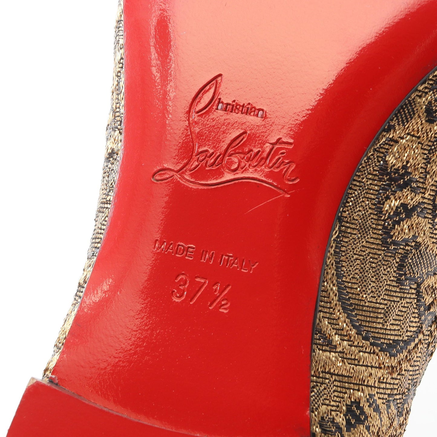 オペラシューズ フラットシューズ ファブリック ゴールド ブラック クリスチャンルブタン シューズ Christian Louboutin