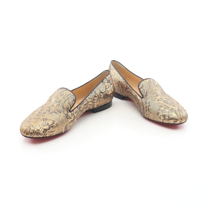 オペラシューズ フラットシューズ ファブリック ゴールド ブラック クリスチャンルブタン シューズ Christian Louboutin
