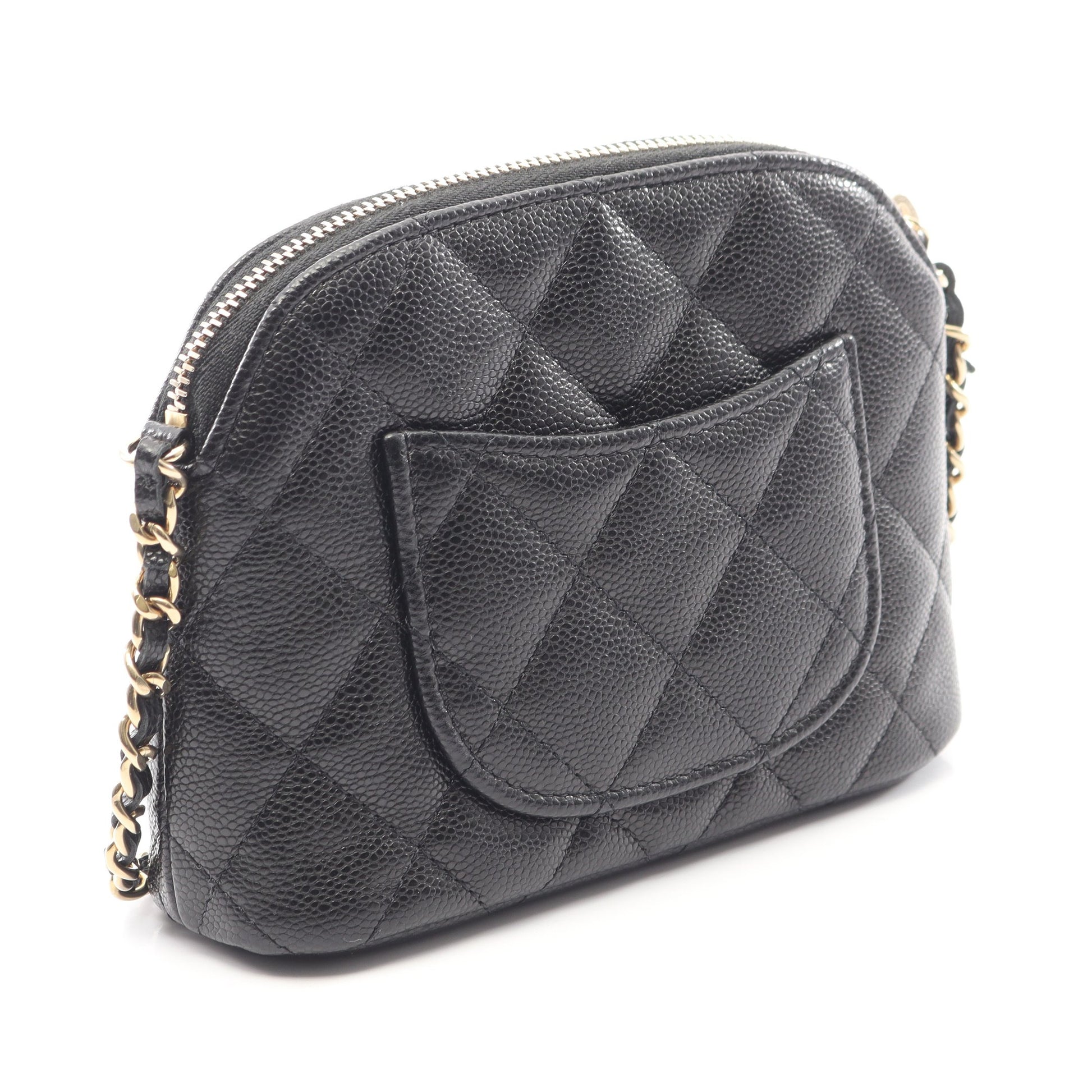 タイムレスクラシック マトラッセ チェーンショルダーバッグ キャビアスキン ブラック ゴールド金具 シャネル バッグ CHANEL