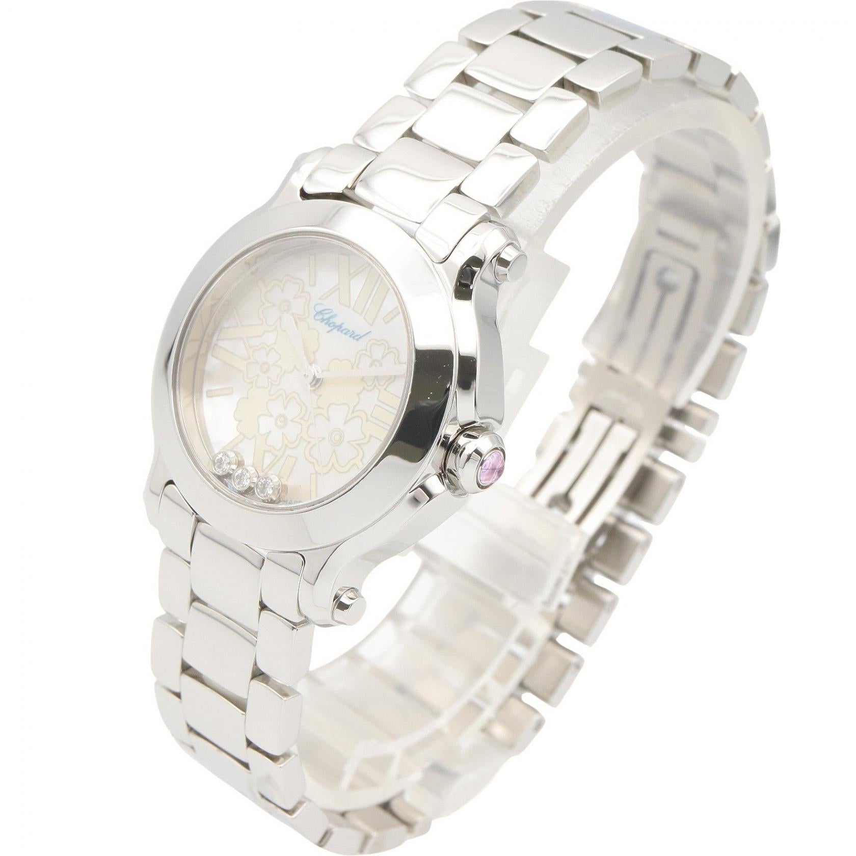 中古 ショパール Chopard 20/5334 ホワイトシェル レディース 腕時計 ショパール ハッピーダイヤモンド リボン 20/5334 ホワイトシェル