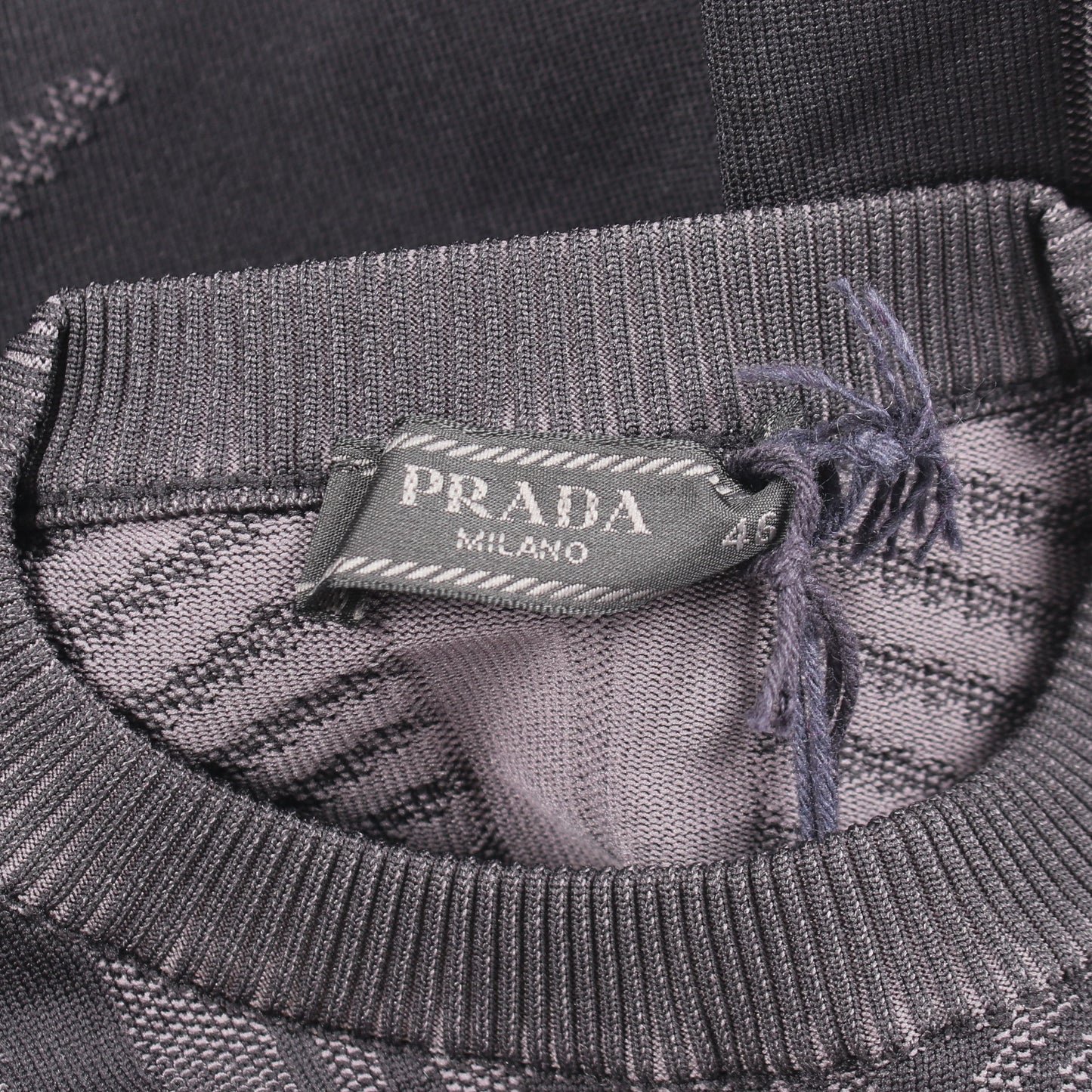 テクニカルニット スウェットシャツ トップス クルーネック ブラック オレンジ プラダ トップス PRADA