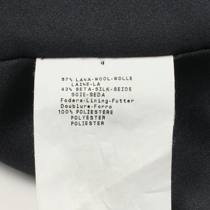 ペプラム ノーカラージャケット ウール シルク ネイビー アルマーニコレッツォーニ アウター Armani Collezioni