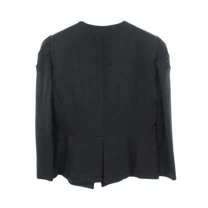 ペプラム ノーカラージャケット ウール シルク ネイビー アルマーニコレッツォーニ アウター Armani Collezioni