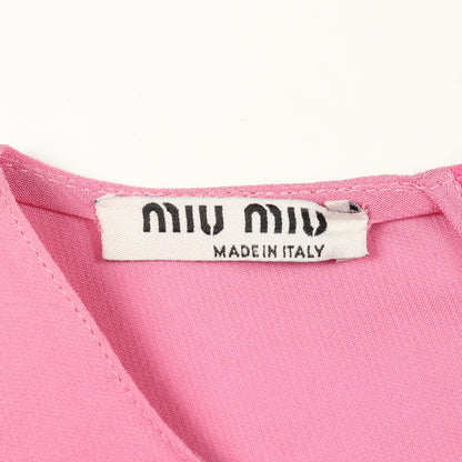 スパンコール ロゴ カットソー レーヨン ピンク ミュウミュウ トップス miu miu