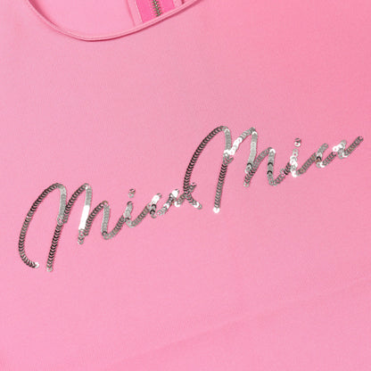 スパンコール ロゴ カットソー レーヨン ピンク ミュウミュウ トップス miu miu