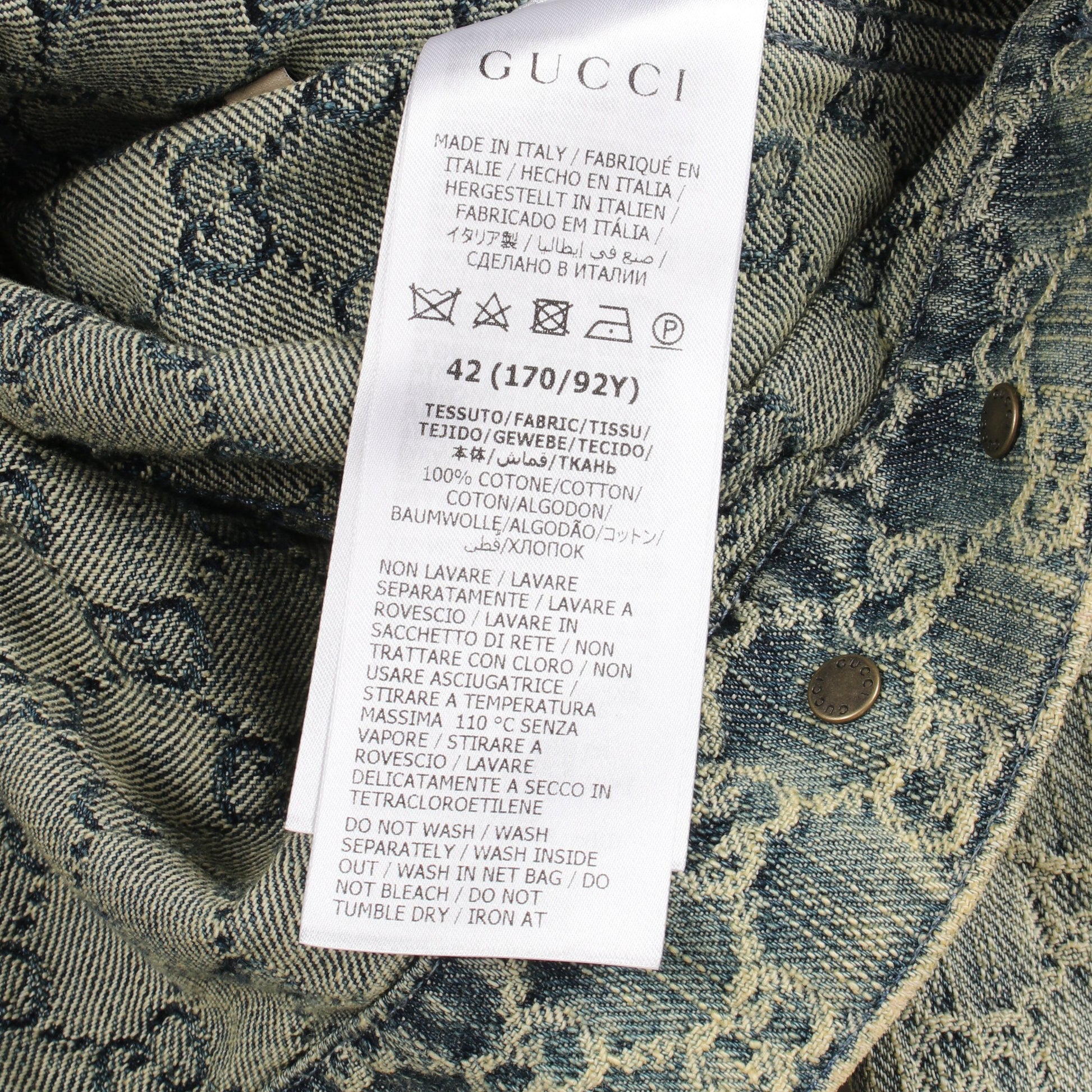 GGジャカード デニムジャケット コットン ライトブルー グッチ アウター GUCCI