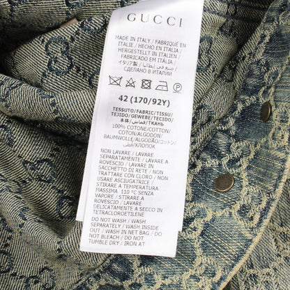 GGジャカード デニムジャケット コットン ライトブルー グッチ アウター GUCCI
