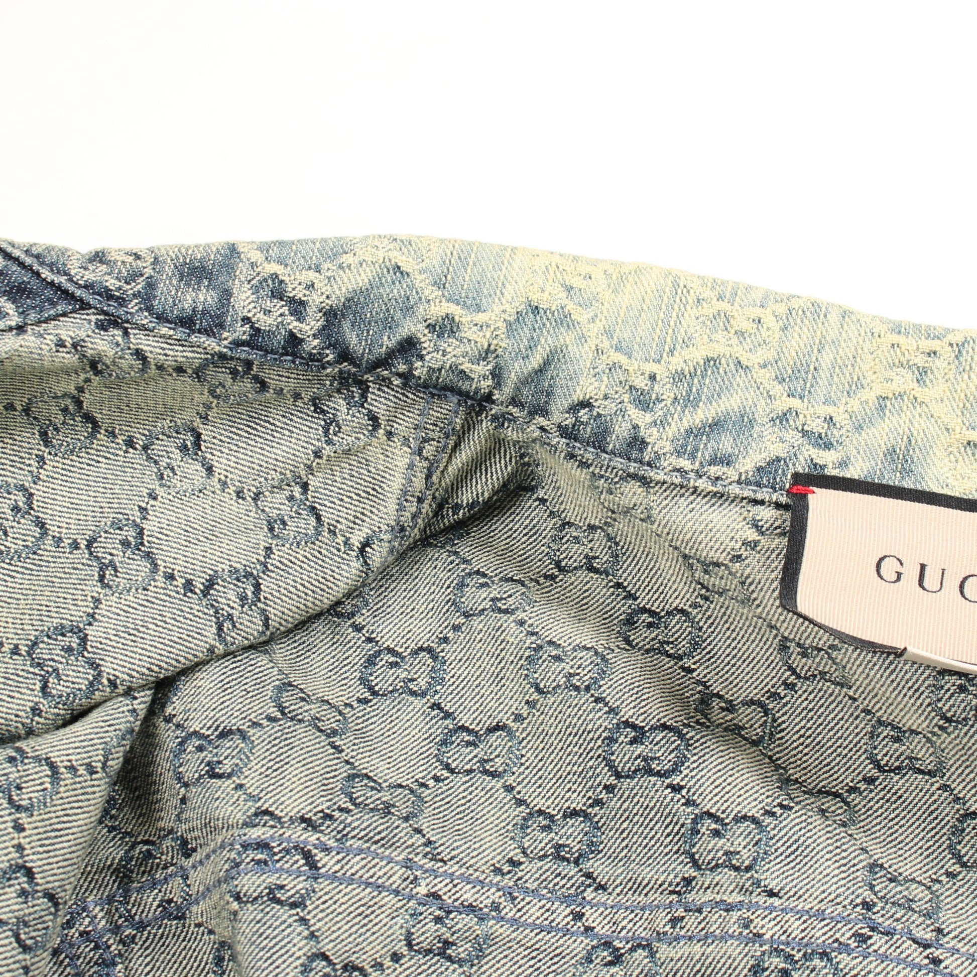 GGジャカード デニムジャケット コットン ライトブルー グッチ アウター GUCCI
