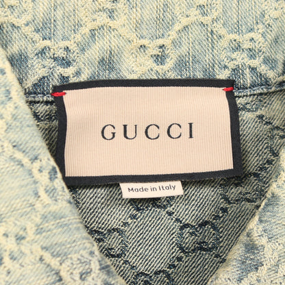 GGジャカード デニムジャケット コットン ライトブルー グッチ アウター GUCCI