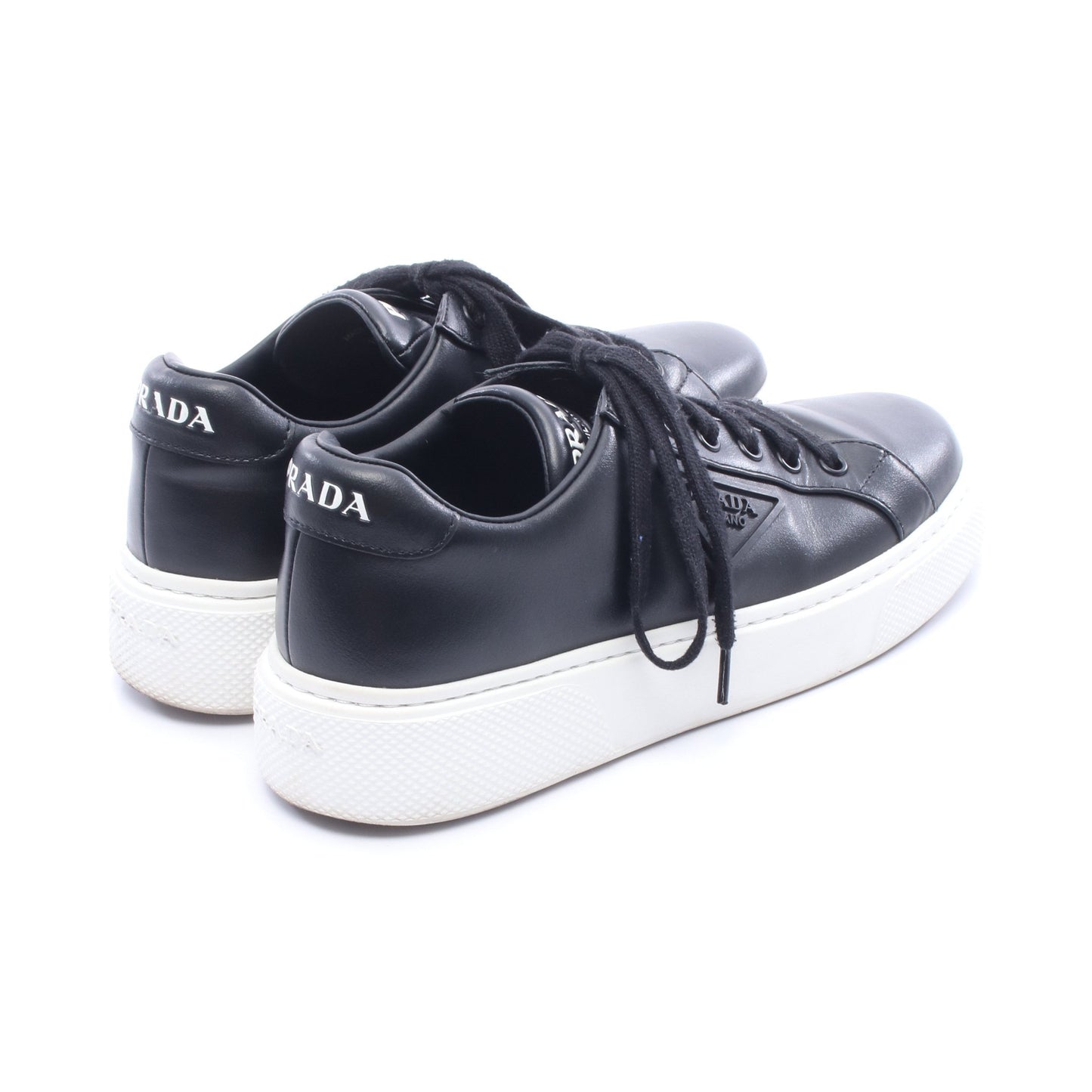 トライアングルロゴ ローカットスニーカー レザー ブラック プラダ シューズ PRADA