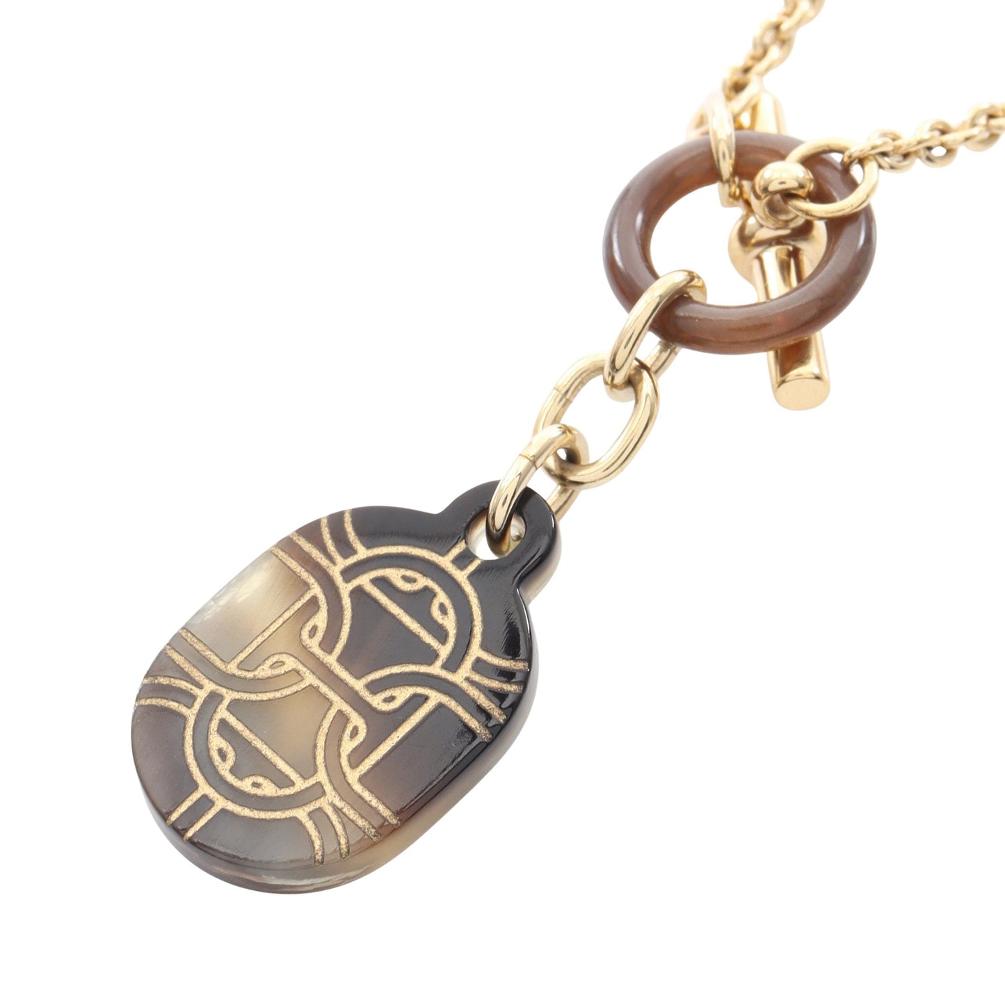 シェーヌダンクル ネックレス バッファローホーン GP ダークブラウン ゴールド エルメス アクセサリー HERMES