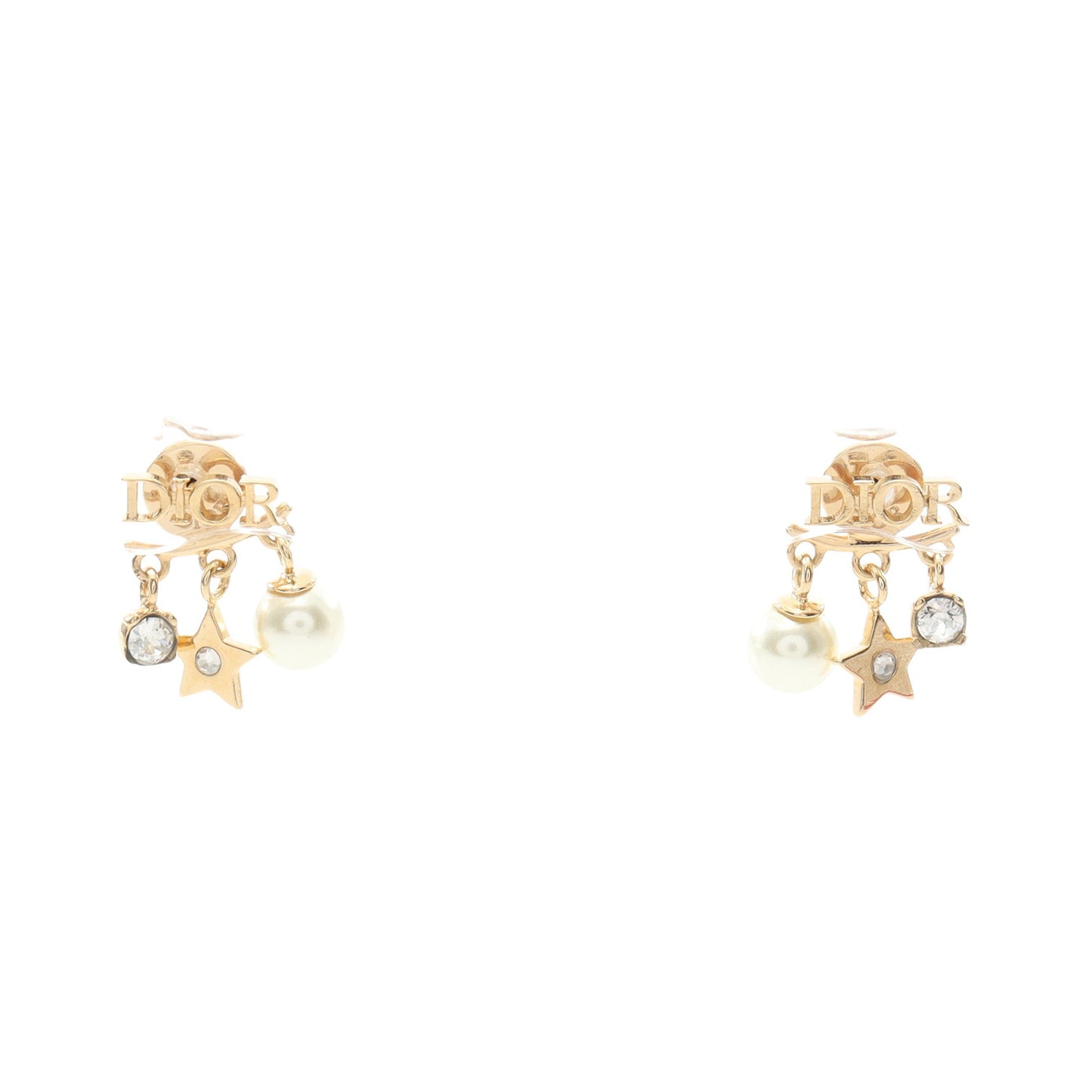 ロゴ スター ピアス GP フェイクパール ラインストーン ゴールド オフホワイト クリア ディオール アクセサリー DIOR