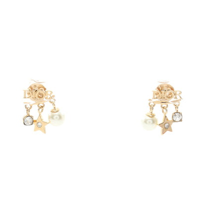 ロゴ スター ピアス GP フェイクパール ラインストーン ゴールド オフホワイト クリア ディオール アクセサリー DIOR