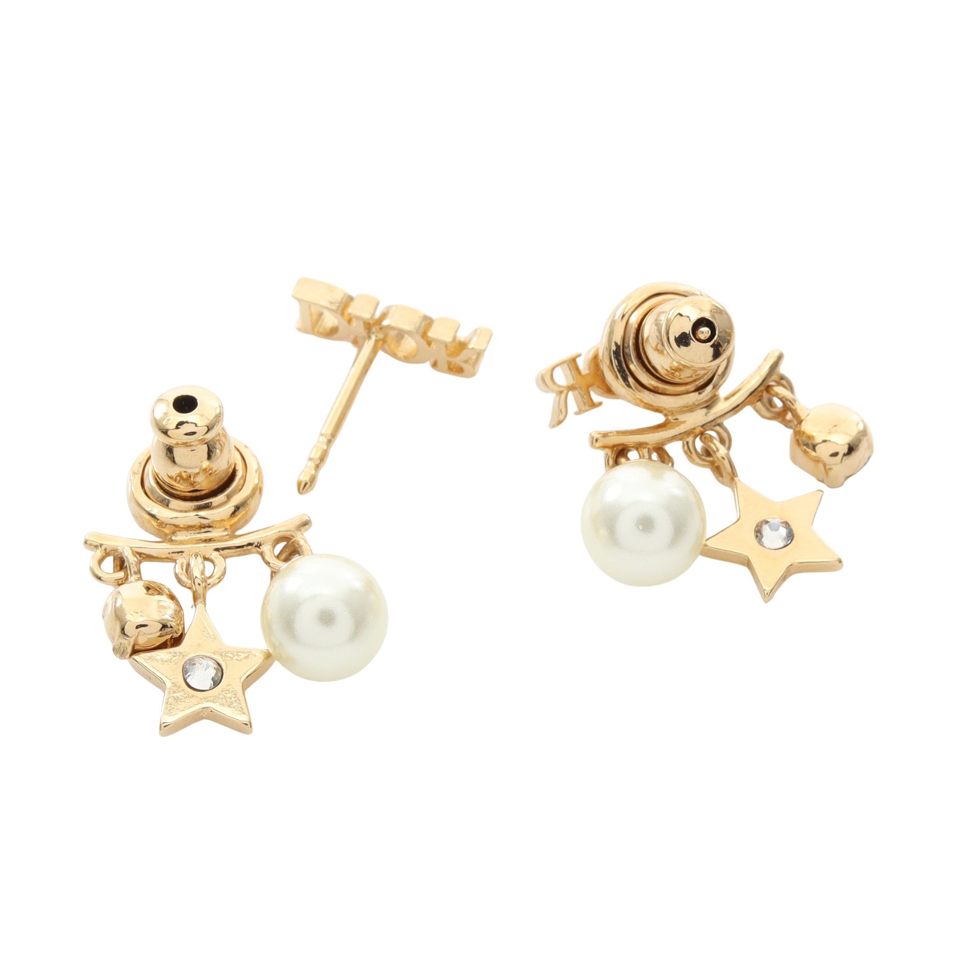 ロゴ スター ピアス GP フェイクパール ラインストーン ゴールド オフホワイト クリア ディオール アクセサリー DIOR