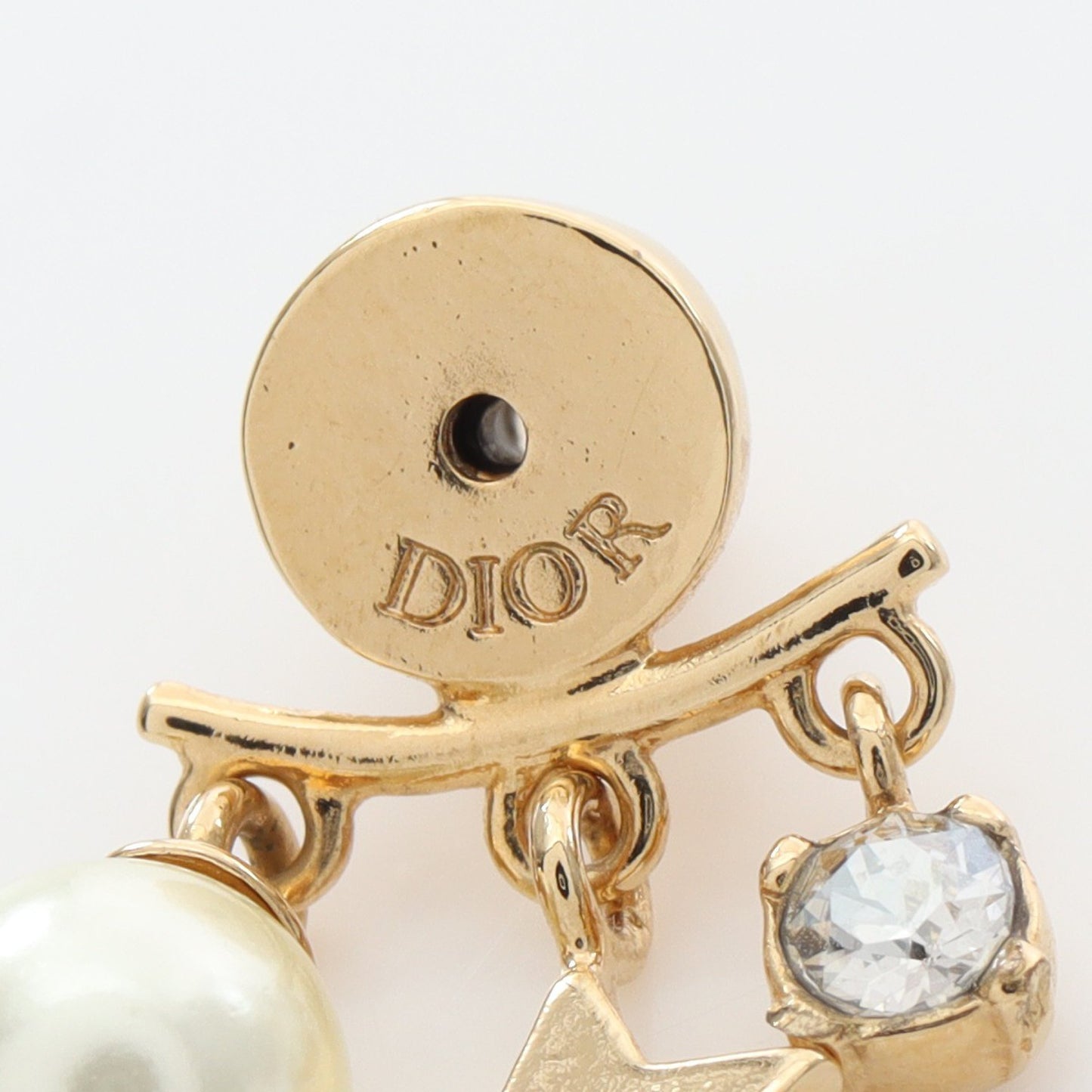 ロゴ スター ピアス GP フェイクパール ラインストーン ゴールド オフホワイト クリア ディオール アクセサリー DIOR