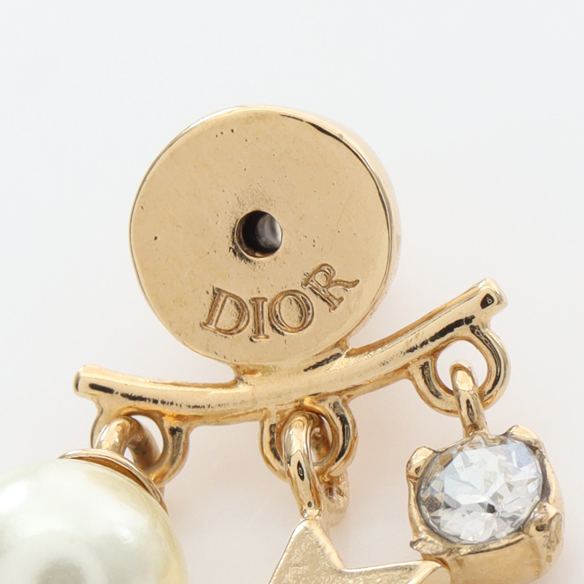 ロゴ スター ピアス GP フェイクパール ラインストーン ゴールド オフホワイト クリア ディオール アクセサリー DIOR