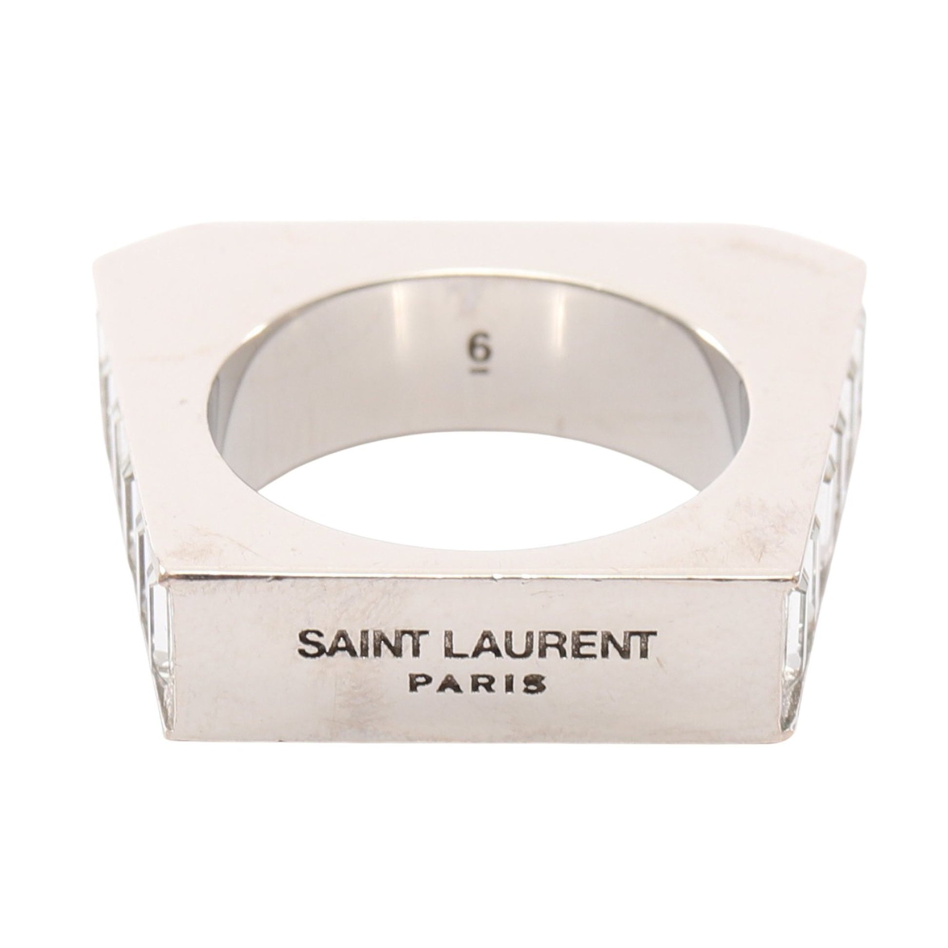 リング 指輪 ラインストーン シルバー クリア サンローランパリ アクセサリー SAINT LAURENT PARIS