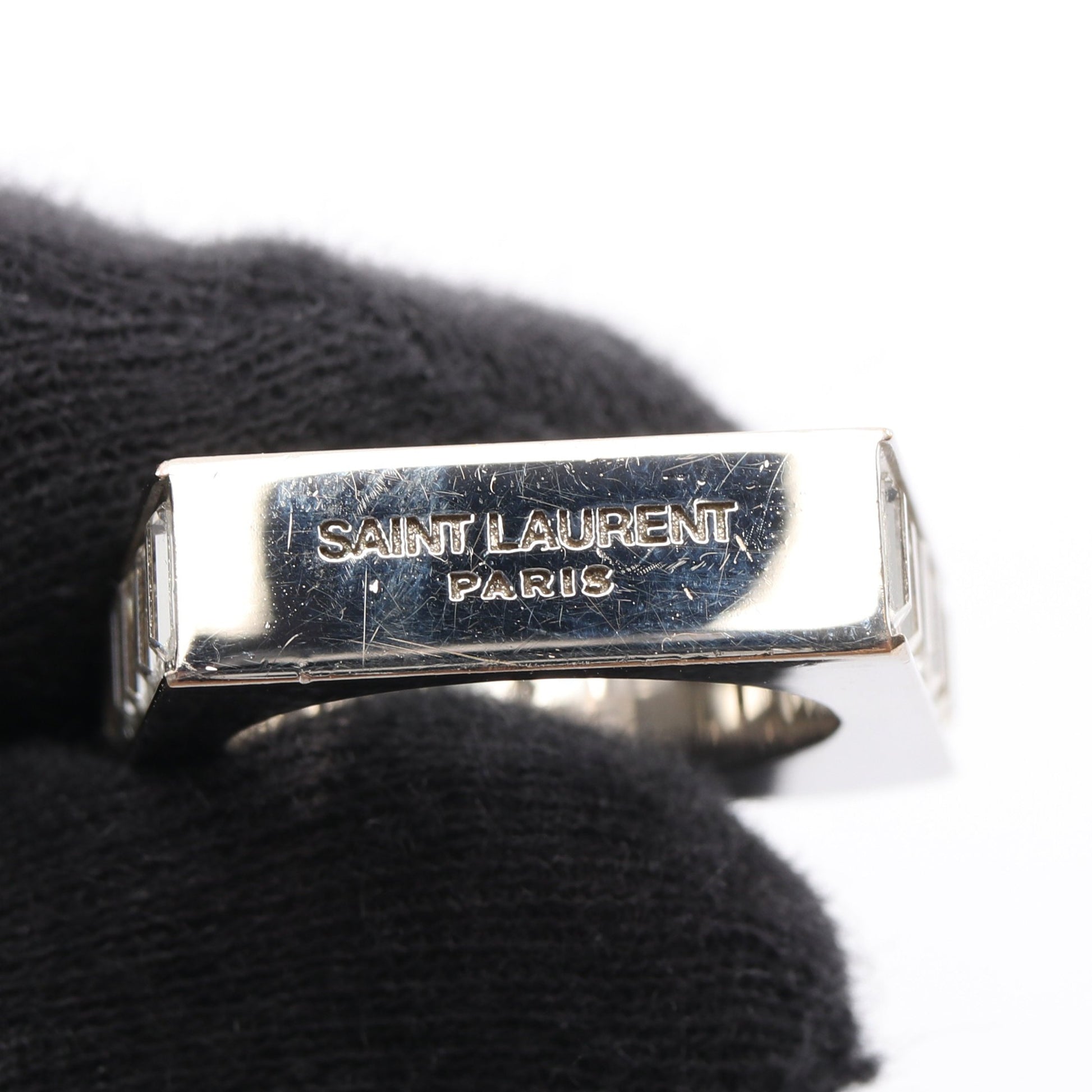 リング 指輪 ラインストーン シルバー クリア サンローランパリ アクセサリー SAINT LAURENT PARIS
