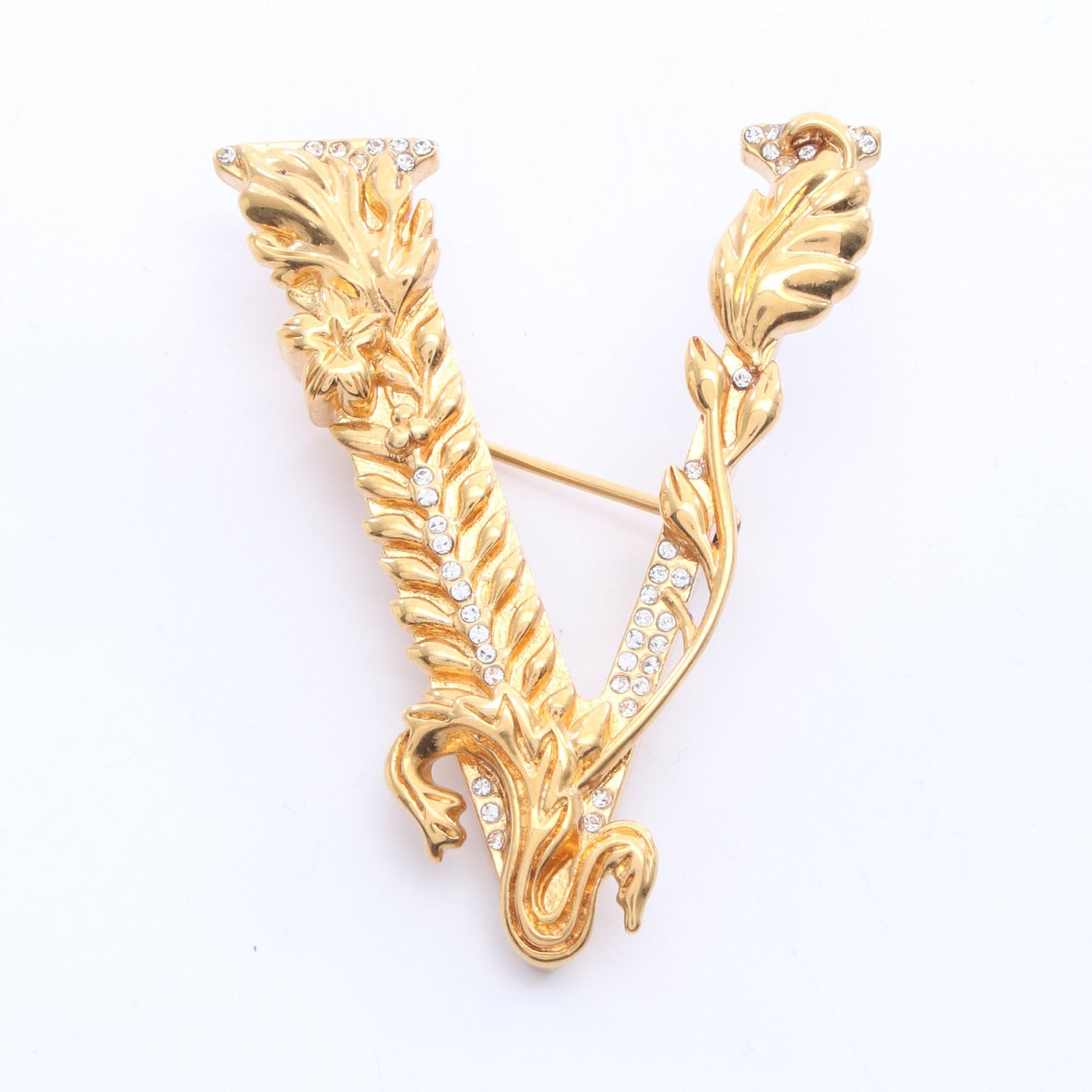 ブローチ GP ラインストーン ゴールド クリア ヴェルサーチ アクセサリー Versace