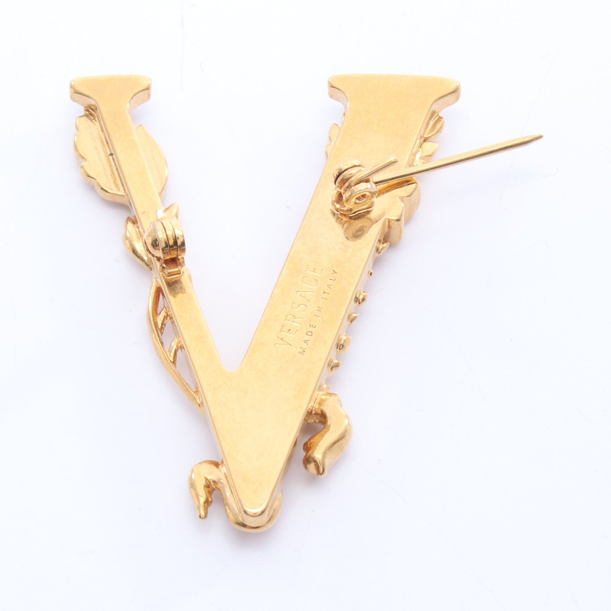 ブローチ GP ラインストーン ゴールド クリア ヴェルサーチ アクセサリー Versace