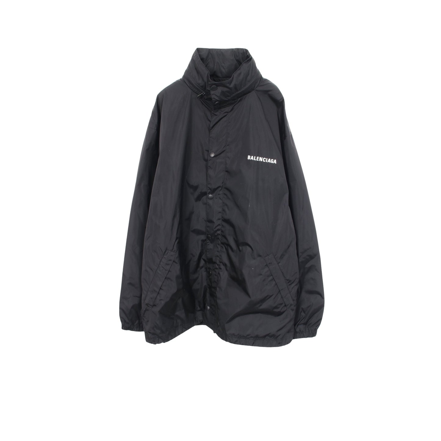 ロゴプリント フード付き ジャケット ナイロン ブラック バレンシアガ アウター BALENCIAGA