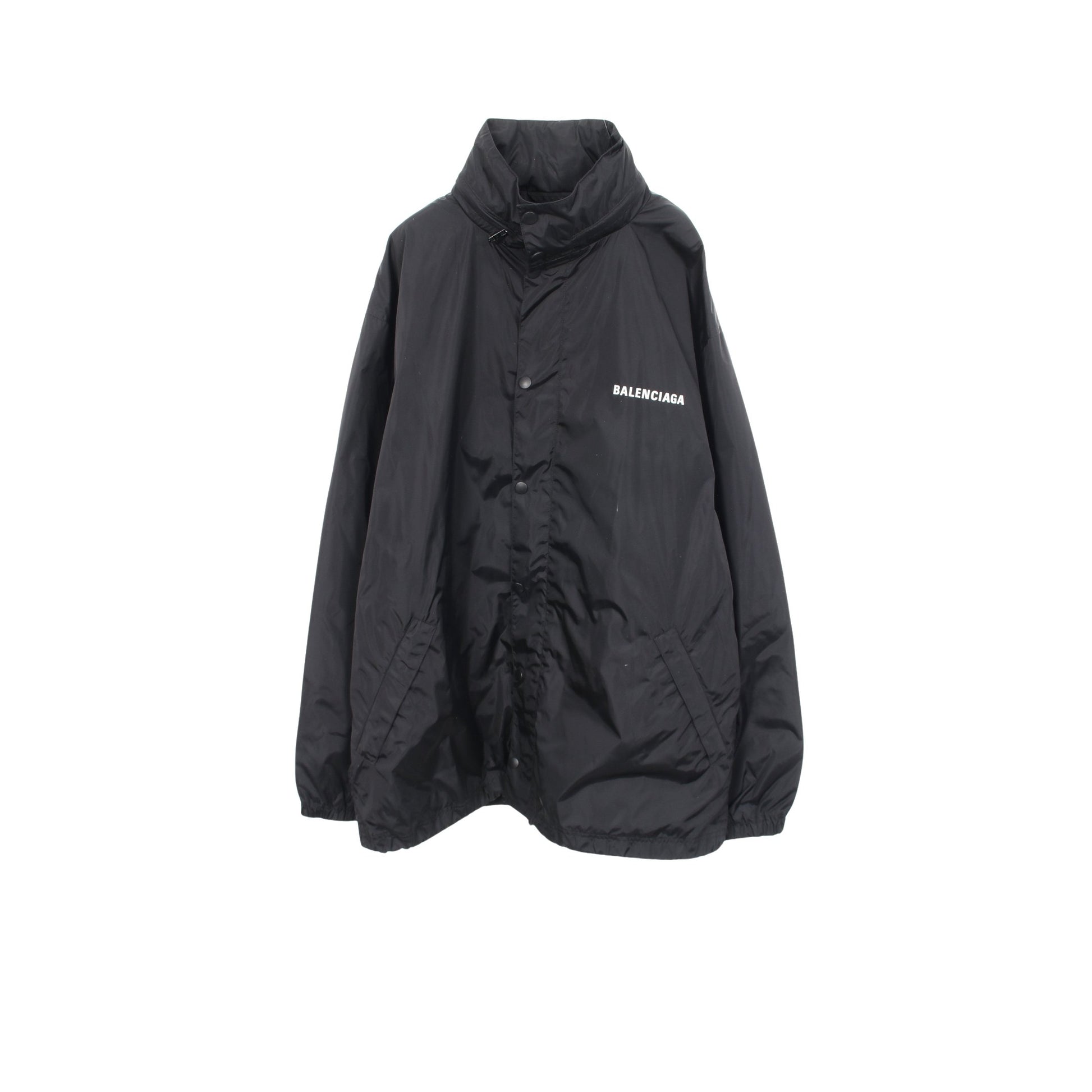 ロゴプリント フード付き ジャケット ナイロン ブラック バレンシアガ アウター BALENCIAGA