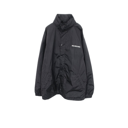 ロゴプリント フード付き ジャケット ナイロン ブラック バレンシアガ アウター BALENCIAGA
