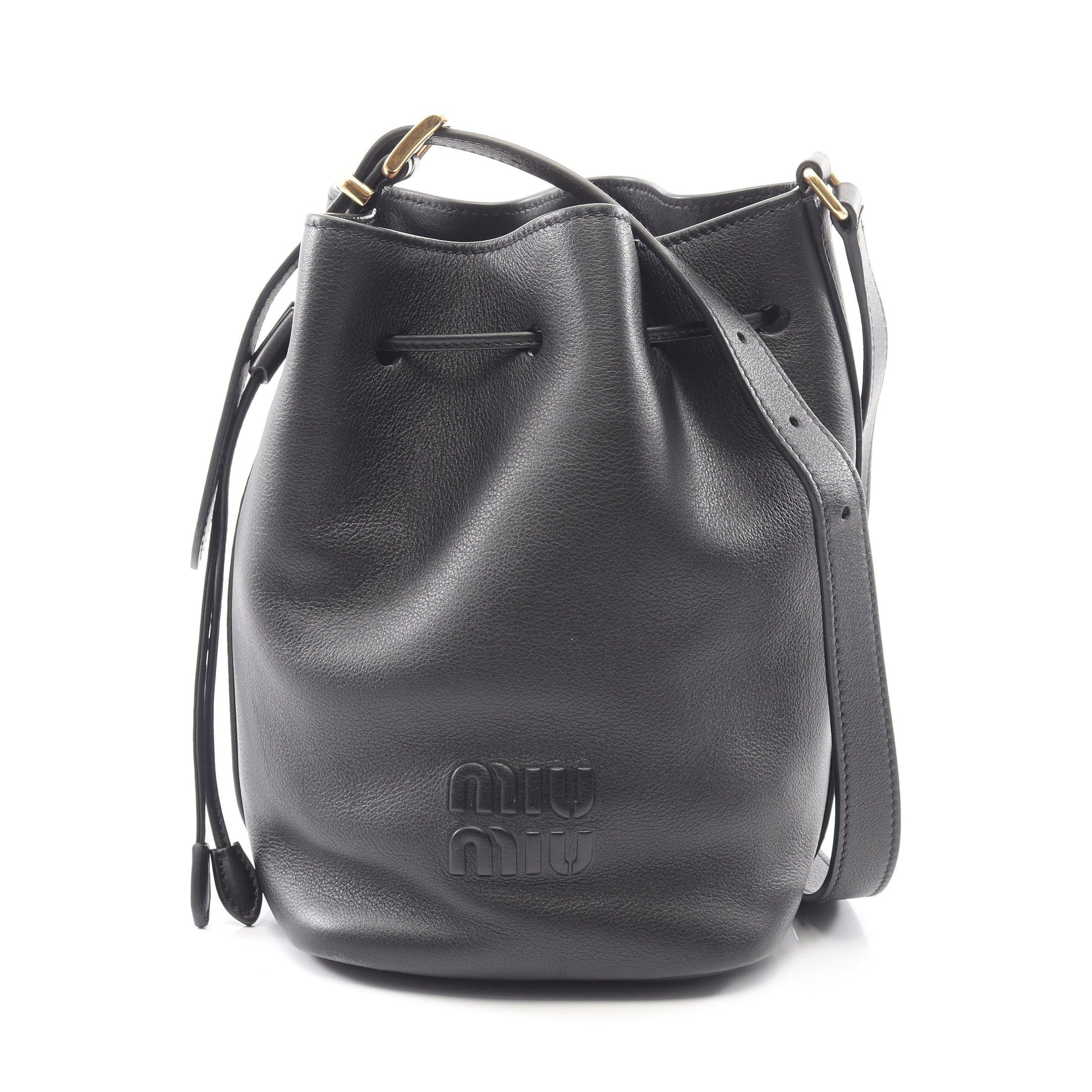 バケットバッグ ショルダーバッグ レザー ブラック ミュウミュウ バッグ miu miu
