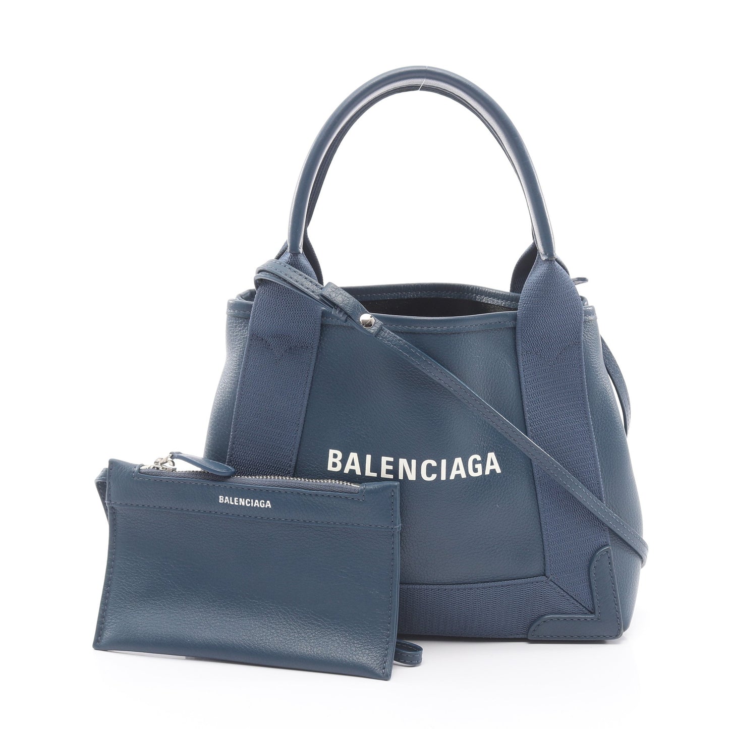 ネイビーカバ XS 2WAY ハンドバッグ レザー キャンバス ネイビー バレンシアガ バッグ BALENCIAGA