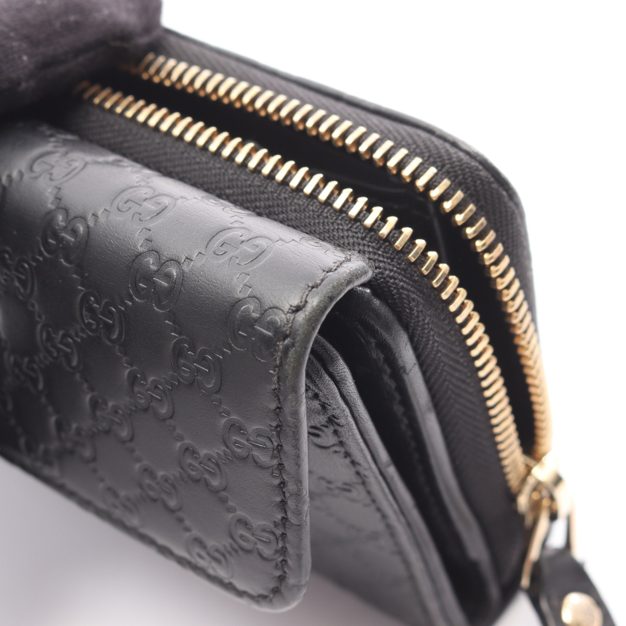 極美品 GUCCI グッチ 三つ折り 財布 グッチシマ ブラック レザー グッチシマ グッチ 財布 メンズ レディース 三つ折り 三つ折り財布
