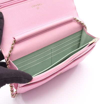 マトラッセ チェーンウォレット キャビアスキン ピンク ゴールド金具 シャネル バッグ CHANEL