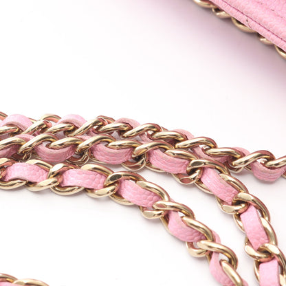 マトラッセ チェーンウォレット キャビアスキン ピンク ゴールド金具 シャネル バッグ CHANEL